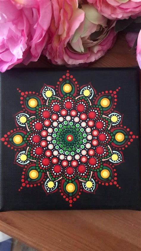 leinwand mandala|Leinwand mit einfachem Mandala Dotpainting Motiv